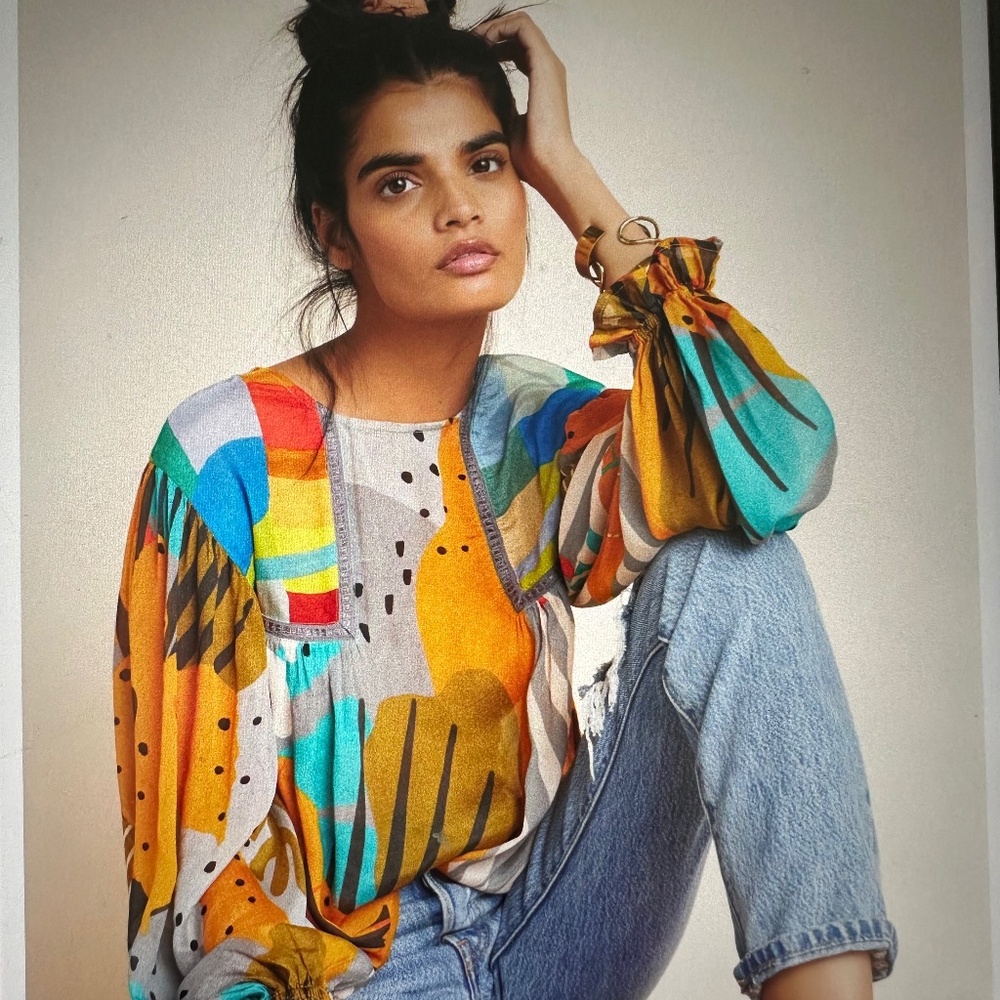 Anthropologie Bl-nk Miranda Peasant Blouse